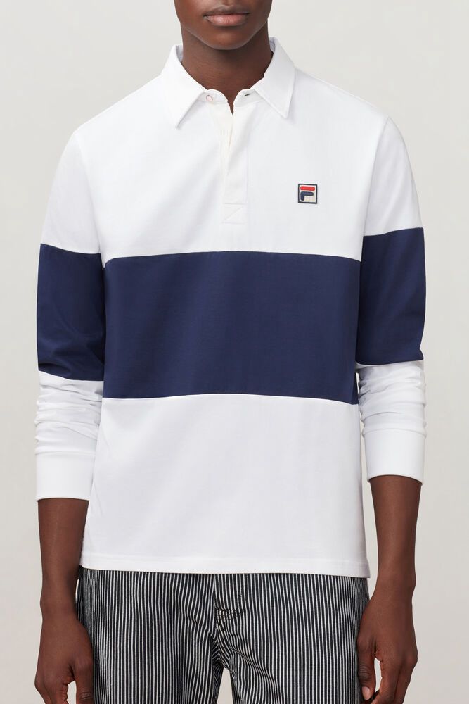 Fila Polo Frederick Rugby Mens White/Navy - India ELT-803957